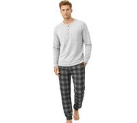 Intimitaly Vanuè - Pigiama Uomo Cotone Lungo 100%, Maglia Maniche Lunghe e Pantalone, Leggero e Traspirante, Primavera Estate (IT, Testo, XXL, Regular, Regular, VS1247 VAR-2)
