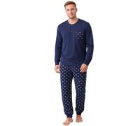 Intimitaly Vanuè - Pigiama Uomo Cotone Lungo 100%, Maglia Maniche Lunghe e Pantalone, Leggero e Traspirante, Primavera Estate (IT, Testo, L, Regular, Regular, VS1235)