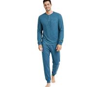 Intimitaly Vanuè - Pigiama Uomo Cotone Lungo 100%, Maglia Maniche Lunghe e Pantalone, Leggero e Traspirante, Primavera Estate (IT, Testo, XL, Regular, Regular, VS1200)