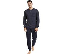 Intimitaly Vanuè - Pigiama Uomo Cotone Lungo 100%, Maglia Maniche Lunghe e Pantalone, Leggero e Traspirante, Primavera Estate (IT, Testo, M, Regular, Regular, VS1200 VAR-2)