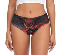 Intimo da donna - rosso e nero drago orientale Swordsman invisibile senza cuciture elasticizzato da donna, nero/bianco, XXL