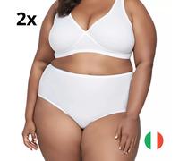 Intimo da donna TAGLIE FORTI set 2 mutande vita alta slip cotone elasticizzato