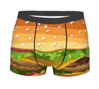 Intimo da Uomo Cheeseburger Fast Food Pattern Boxer Elasticizzato Confezione Boxer da Uomo Morbido Men Underwear per Viaggio Gym Quotidiano M