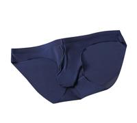 intimo da uomo confortevole in cotone traspirante per la notte con taglio ampio e design a orlo piatto, blu, XL