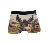 Intimo da Uomo Cute Donkey Long Ears Big Eyes Mens Boxers Confortevole Boxer Elasticizzato Elasticizzato Mutande Boxer per Quotidiano Indossare Tutti I Giorni Regalo M