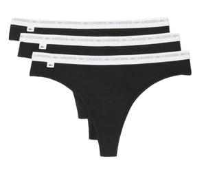 Intimo Lacoste Elastic Cotton Thongs 3P - black - Nero (XS)