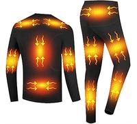 Intimo riscaldato per uomo/donna, set di biancheria intima termica riscaldante a 8 zone, top + pantaloni riscaldati elettricamente tramite USB, controllo della temperatura a 3 marce per moto, ciclis