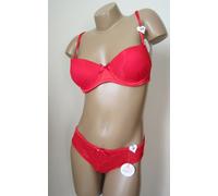 Intimo Set Reggiseno Push-Up/Mutande Nuovo Rosso B Cup Del 85 Il 95