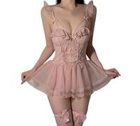 Intimo Sexy Donna - Completo Pigiama E Biancheria Intima da Donna con Schiena Scoperta E Scollatura Profonda con Imbottiture per Il Seno (M)