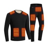 Intimo Termico Da Uomo 18 Zone Di Riscaldamento Set Intimo Riscaldato Elettrico Strato Base in Pile Camicia E Pantaloni Caldi,L,Black
