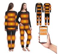 Intimo Termico Riscaldato per Donna,USB Completo Tuta Termica Riscaldato Set di Maglia Termici e Pantaloni,Tuta Sci Abbigliamento Termico Riscaldato per Sci Palestra Ciclismo Calcio Corsa (Nero, S)