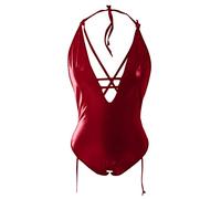 Intimoos Hot Ita Lingerie Sexy Hot Trasparente Lingerie Per Le Donne Più Sizr In Pelle Teddy Body Sexy Ritaglio Con Scollo A V Siamesi Con Slip Donna Rosso Natalizio Donna Wine M
