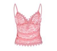 Intimoos Hot ITA Lingerie Sexy Hot Trasparente Lingerie Yoga Bra Top Cinture Reggiseno Wirefree Comfort con Giarrettiera Sexy Slip Donna Rosso Natalizio Donna Capodanno Pink L