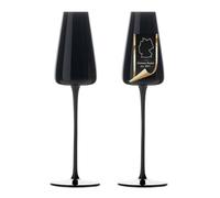 INTIRILIFE 2x Bicchiere da champagne con design moderno in Nero - Capacità di 220 ml - Bicchiere per champagne, Prosecco, lavabile in lavastoviglie, vetro di cristallo, resistente agli urti