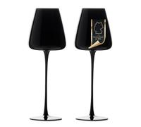 INTIRILIFE 2x Bicchiere da vino con design moderno in Nero - Capacità di 500 ml - Bicchiere da vino rosso vino bianco, calice, lavabile in lavastoviglie, vetro di cristallo, resistente agli urti