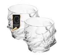 Intirilife 2x set di bicchieri da whisky in CRYSTAL CLEAR 'SCULPTURED' -360 ml- Bicchiere da whisky Old Fashioned in cristallo senza piombo- lavabile in lavastoviglie per cocktail scotch gin rum acqua