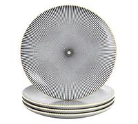 INTIRILIFE 4x piatti in porcellana in Infinito - Nero Bianco con Bianco - Diametro 15.3 cm - Piatto da colazione, piatto da dessert, piatto da portata per insalata, frutta, pasta, dessert e snack