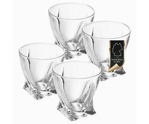 INTIRILIFE 4X Set di Bicchieri da Whisky in Cristallo Chiaro 'Twisted' - 260ml- Bicchiere di Cristallo Old Fashioned Whisky Senza Piombo- Lavabile in lavastoviglie-per Cocktail Scotch Gin Rum Acqua