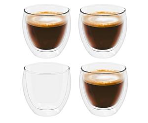 INTIRILIFE 4x Vetro trasparente a doppia parete per espresso - Capacità di 80 ml - Vetro per il caffè, vetro per il tè, vetro termico, vetro decorativo