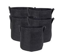 INTIRILIFE 5X Sacchetto per Piante in Tessuto di Pile 20 Litri -5 galloni 30 x 25 cm- Vaso per Piante con Maniglie per Il Trasporto per Giardino, Serra - Sacchetto per fioriere Sacchetto per Piante