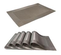 Intirilife 6x Juego de posavasos de PVC Gris claro - 45 x 30 cm - Mantel individual Lavable Resistente al calor para cocina Mesa de comedor