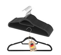 Intirilife Appendiabiti NERO -10 pezzi- 43,5 x 23,5 x 0,6 cm - Appendiabiti salvaspazio per giacche, appendiabiti con superficie antiscivolo, barra per pantaloni, tacca, gancio girevole, antiscivolo