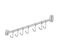 Intirilife Appendiabiti per la Cucina in Acciaio Inox con 7 Ganci mobili da forare - 39.6 x 3.4 x 2.2 cm - ringhiera Cucina Gancio Porta Utensili Cucina Asta Porta Bicchieri da Parete