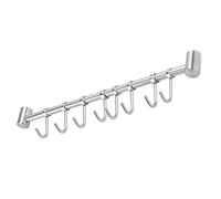 Intirilife appendiabiti per la cucina in acciaio inox con 9 ganci mobili da forare - 49.8 x 3.4 x 2.2 cm - ringhiera cucina gancio porta utensili cucina asta porta bicchieri da parete