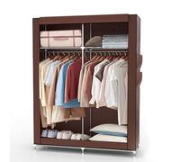 INTIRILIFE Armadio pieghevole 108x170x45 cm in MARRONE KOKOS - Armadio in tessuto con cerniera e asta appendiabiti, tasca laterale e scomparti - Ripiano a innesto, struttura in metallo