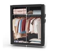 INTIRILIFE Armadio pieghevole 108x170x45 cm in RABEN SCHWARZ - Armadio in tessuto con cerniera e asta appendiabiti, tasca laterale e scomparti - Ripiano a innesto, struttura in metallo