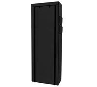 INTIRILIFE Armadio pieghevole 170 x 58 x 28 cm in corvo nero - con chiusura lampo in tessuto, con 9 scomparti - Armadio da campeggio in tessuto