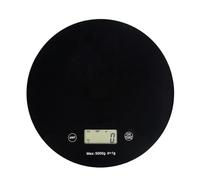 Intirilife Bilancia da Cucina, Bilancia Alimentare Digitale Rotonda con Display LCD, in Nero, in Vetro e Plastica ABS - Max. 5 Kg - 20 x 1.6 cm - Elettrodomestico per la Casa, Batterie Incluse