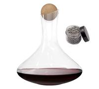 Intirilife caraffa in vetro da 1,8 litri per vino rosso con perle di pulizia - Capacità decanter 750ml - Decanter in vetro cristallo senza piombo Aeratore per vino soffiato a bocca Caraffa per vino