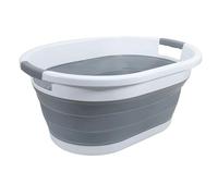Intirilife Cesto Portabiancheria Grigio-Bianco - 36 Litri - Pieghevole con Manici - Vasca Portabiancheria, Contenitore Pieghevole Pop Up Strage - Salvaspazio