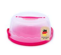 INTIRILIFE Contenitore da trasporto Contenitore per torte e crostate in plastica rosa - 29,8 x 28,8 x 13,2 cm - rotondo Coperchio per torte con chiusura a scatto con maniglia di trasporto