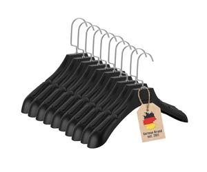 Intirilife Grucce universali, colore: nero, 10 grucce larghe in plastica con superficie antiscivolo tacca, 39 x 4 x 15 cm, appendiabiti
