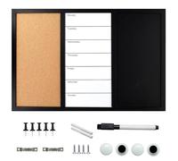 Intirilife lavagna combinata 3in1-60x40cm - lavagna bianca in sughero - lavagna magnetica, lavagna memo - pagine magnetiche - planner settimanale con magneti, spilli, gesso e pennarello planner