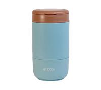 INTIRILIFE Lunch Box Muesli Mug con due scomparti separati con coperchio Cucchiaio ad anello Blu - Capacità 270/370 ml - Contenitore termico Contenitore per zuppe Yogurt Cibo da tenere al caldo