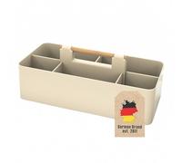 INTIRILIFE Organiser Caddy con maniglia in beige - 32x15,5x8 cm, Scatola di trasporto Cestino portaoggetti con 5 scomparti per bagno, camera dei bambini, bricolage, scrivania, cosmetici