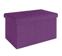 INTIRILIFE Panca pieghevole 49x30x30 cm in VIOLA - Cubo di seduta con coperchio e vano portaoggetti in tessuto con incavi Cubo di seduta poggiapiedi richiudibile cassetto portaoggetti sgabello sedile