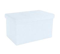 Intirilife Panca pieghevole 49x30x30cm in bianco- Cubo di seduta con coperchio e vano portaoggetti in tessuto con incavi - Cubo di seduta poggiapiedi richiudibile cassetto portaoggetti sgabello sedile