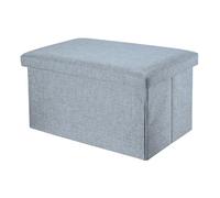 INTIRILIFE Panca pieghevole 49x30x30cm in GRIGIO - Cubo di seduta in tessuto con vano portaoggetti e coperchio in look lino - Cubo di seduta poggiapiedi pieghevole con cassetto portaoggetti sgabello