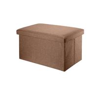 INTIRILIFE Panca pieghevole 49x30x30cm in marrone - Cubo di seduta in tessuto con vano portaoggetti e coperchio in look lino - Cubo di seduta poggiapiedi pieghevole con cassetta portaoggetti sgabello