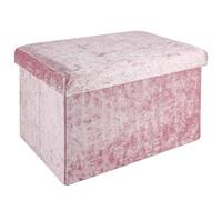 INTIRILIFE Panca pieghevole 49x30x30cm in rosé - Cubo di seduta con vano portaoggetti e coperchio con rivestimento in velluto - Cubo di seduta poggiapiedi pieghevole con cassetta portaoggetti sgabello
