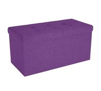 INTIRILIFE Panca pieghevole 76x38x38 cm in VIOLA - Cubo di seduta con coperchio e vano portaoggetti in tessuto con incavi - Cubo di seduta poggiapiedi richiudibile cassetto portaoggetti sgabello