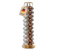 INTIRILIFE Portacapsule da caffè compatibile con capsule Nespresso (40 pezzi) in ferro color Oro - 11.5 x 37.5 cm - Supporto girevole a 360 gradi per capsule, contenitore per capsule di caffè, cialde