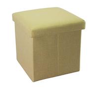 INTIRILIFE Pouf Pieghevole 30x30x30 cm in Verde Primavera - Cassapanca Cubo Contenitore Imbottito de Tessuto a l'Ottica Lino con Coperchio - Ottomane Poggapiedi Sgabello Panca Poltrona