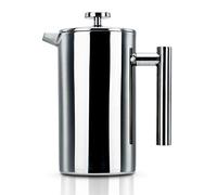 INTIRILIFE Pressa Francese Caffettiera 1L in ARGENTO - Sistema di pressatura francese in acciaio inox Caffettiera con filtro - Infusore per caffè espresso a pistoni