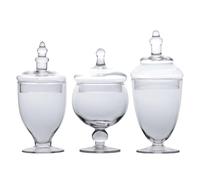 INTIRILIFE Set di 3 Vasi per Dolci Stile Vittoriano - 25 x 11.5/22.5 x 10.1/21 x 12 cm - Vintage, per Caramelle, Biscotti, Vaso in Vetro con Coperchio, Decorazione, Barattolo di Conservazione