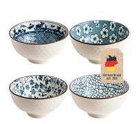 INTIRILIFE Set di 4 Ciotole in Una Elegante Confezione Regalo - Servizio da tavola in Porcellana Giapponese in Blu e Bianco